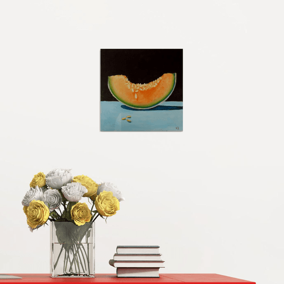 Juicy melon. Still life, 25x25cm