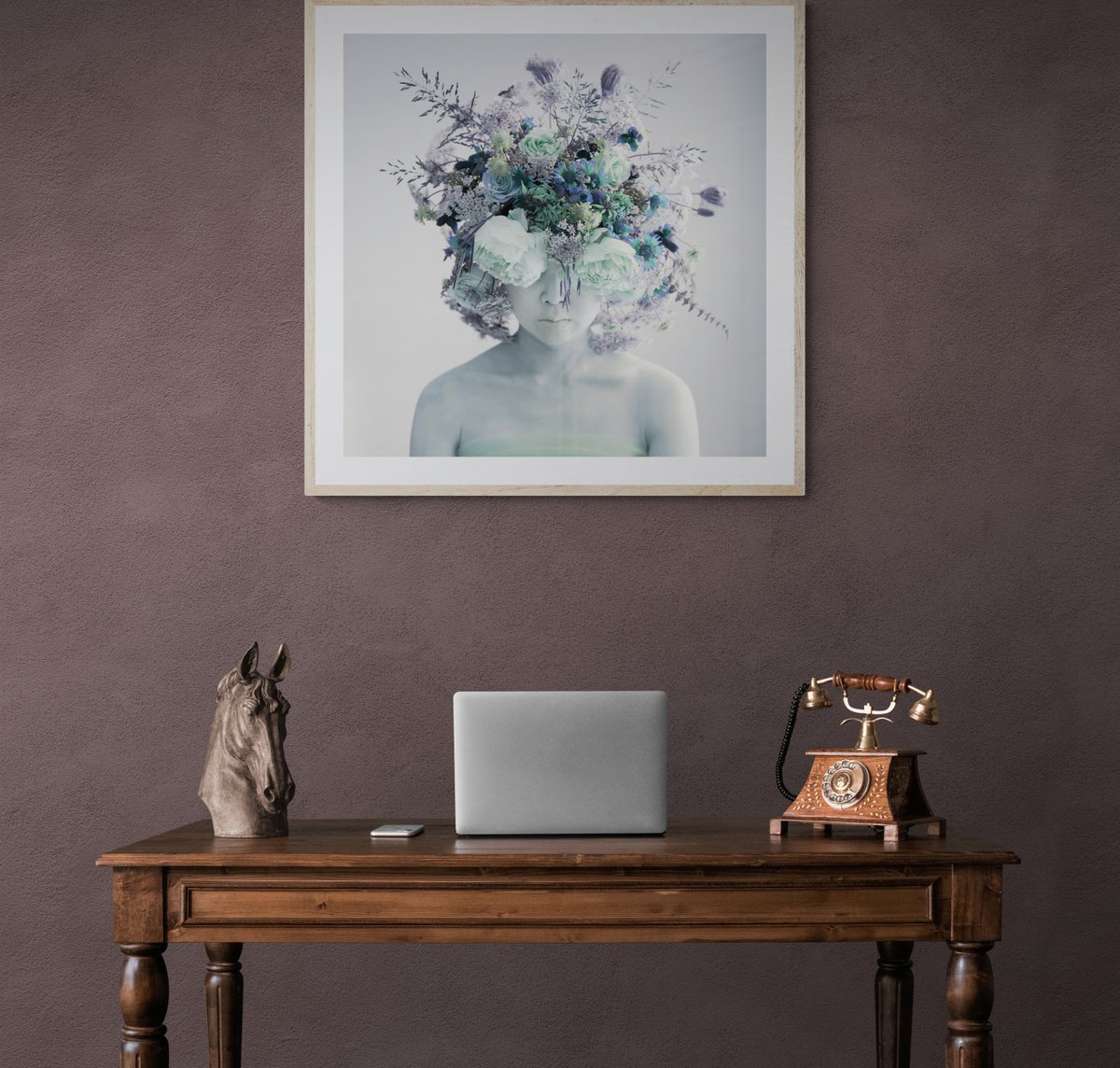 Expressive Portrait Photograph By Ziesook You, 24 X 24", Scent Of Emerald, Original Artwork