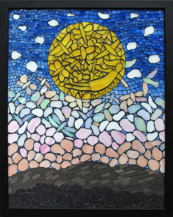 "Where The Flying Things Go", glass and ceramic mosaic art