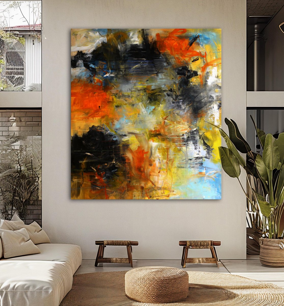 Abstract Acrylic Painting By Andrada Anghel, 54 X 60, Whispers From The Abyss, Original Artwork