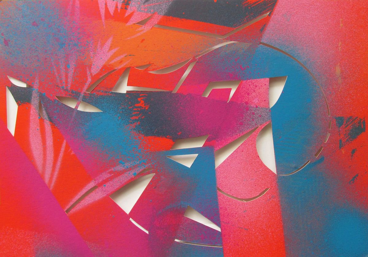 Abstract Collage By Alfred Ng, 12 X 9, Abstract Paper Cut #3, Original Artwork