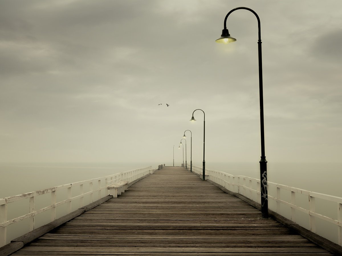 Photorealistic Cityscapes Photograph By Nick Psomiadis, 47 X 35", Kerferd Road Pier, Original Artwork