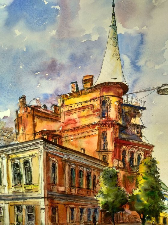 Kyiv architecture. Watercolor & Ink.