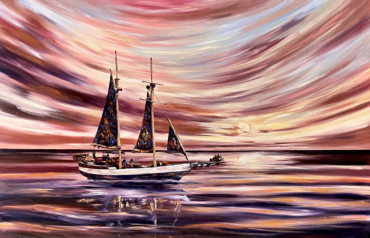 Magic Sailboat, FREE UK SHIPPING 140 x 90 cm by Tanya Stefanovich