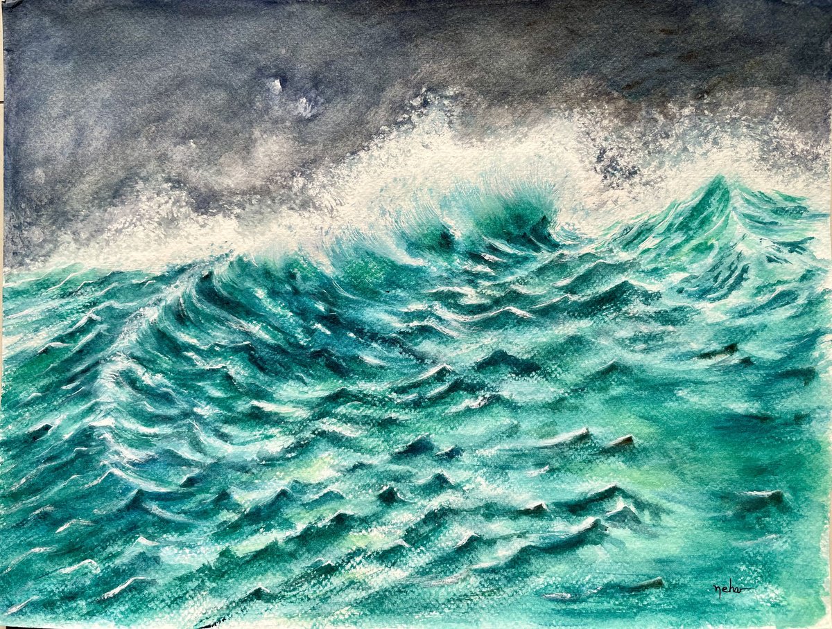 Impressionistic Landscape Watercolour By Neha Soni, 16 X 12", The Storm Will Pass, Original Artwork