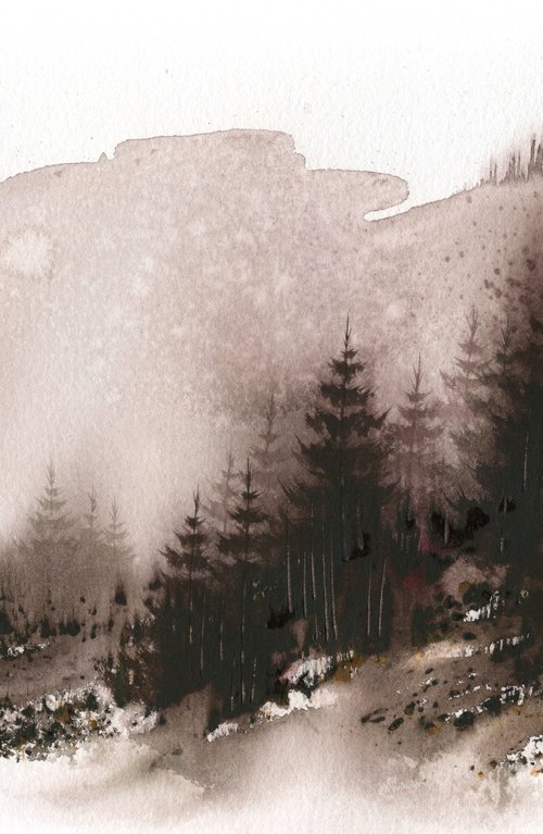 Places XXVI - Watercolor Pine Forest by ieva Janu