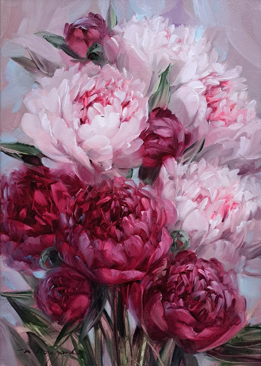 Purple Peonies By Nataly Derevyanko, 4 X 6, Artwork For Sale On Artfinder
