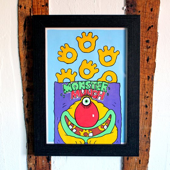 Monster Munch Pickled Onion - Pop Art Painting on Unframed A4 Paper