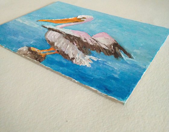 Pelican Painting Original Art Bird Artwork Coastal Wall Art