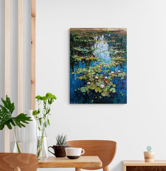 White Water Lilies in the Pond
