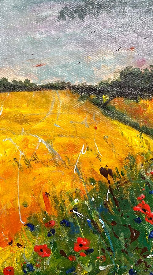 Cornfield stormy skies by Teresa Tanner