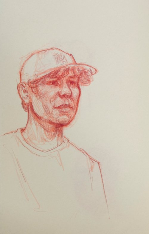 portrait drawing: croquis / live model sketching with color pencil by Olivier Payeur