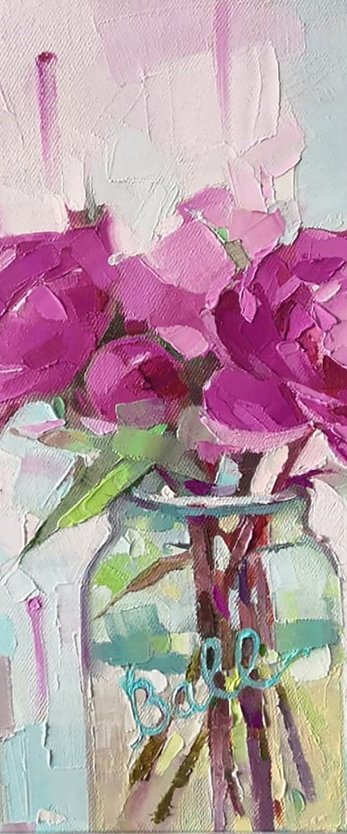 the painting with peonies by Alexandra Sergeeva