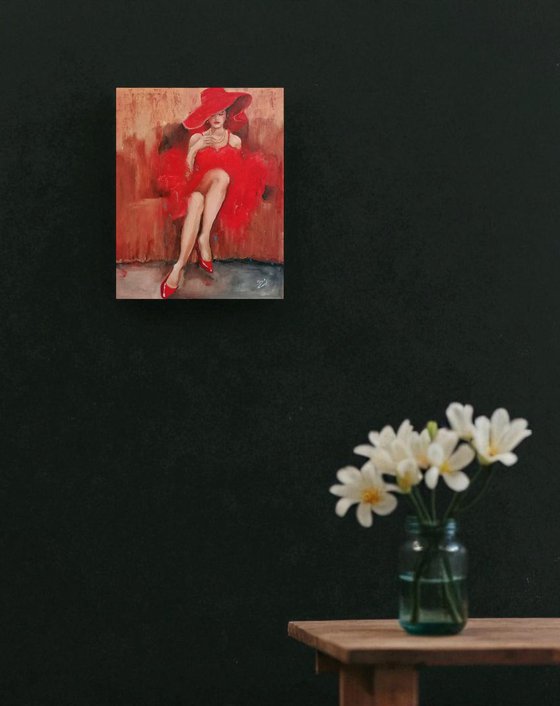 Woman with red hat