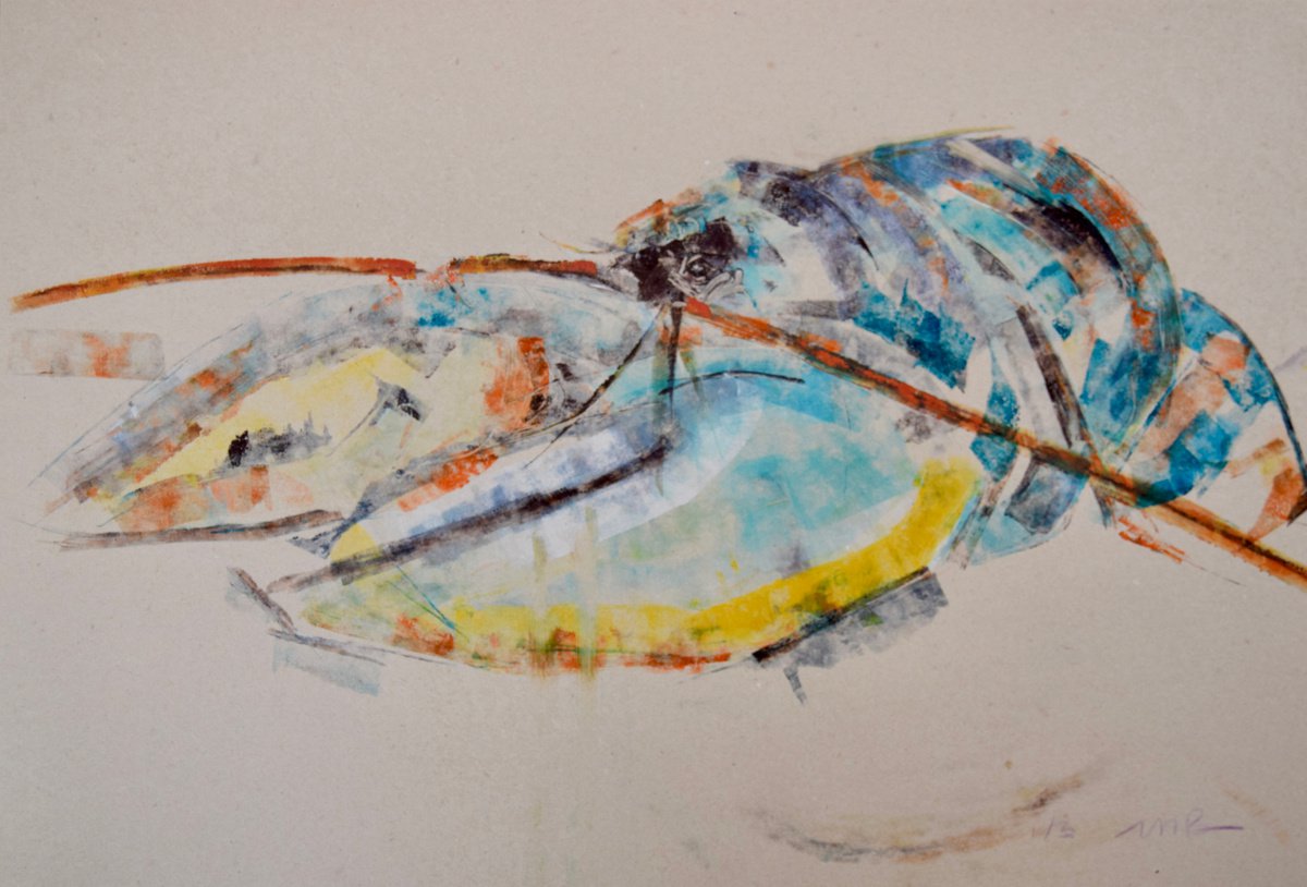 Lobster H 1/3 monoprint by Michelle Parsons