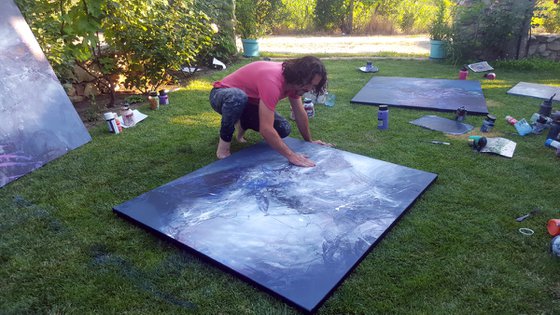 Large XXL Painting 150 Cm Beautiful Black Divine Spiritual Art By O KLOSKA