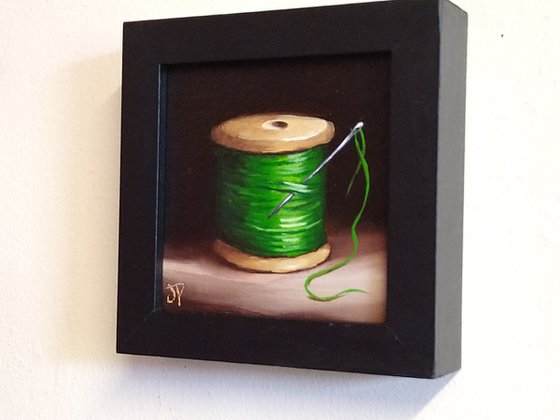 Little green cotton reel #2 still life