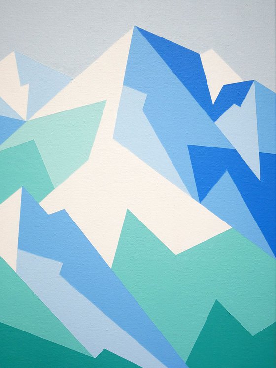 Denali, Alaska. Geometric mountain painting.