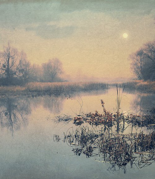 Full moon over a quiet bay. by Valerix