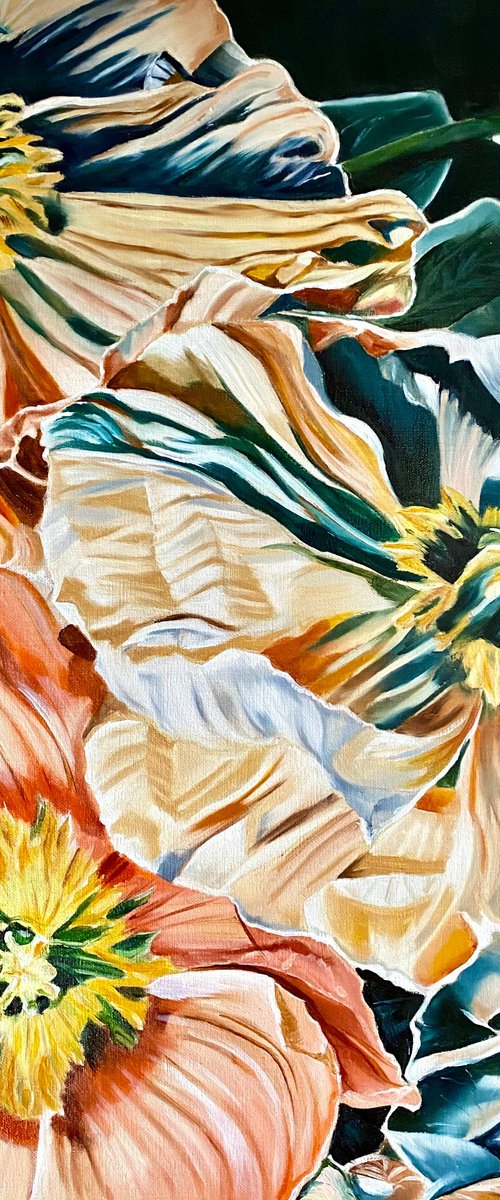 Peach Fuzz Poppies by Wendy Peters