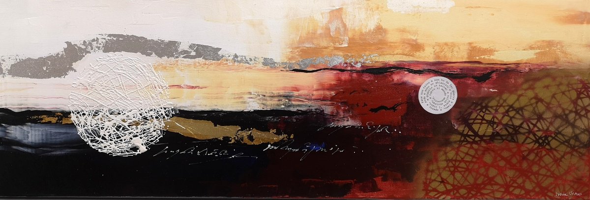 Abstract Painting By Ivana Urso, 35 X 12, Above The Sky, Original Artwork