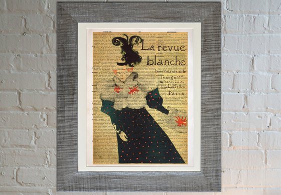 La Revue blanche 1895 - Collage Art Print on Large Real English Dictionary Vintage Book Page