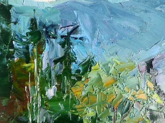 Mountains Painting Forest Original Oil Painting Oil on Canvas