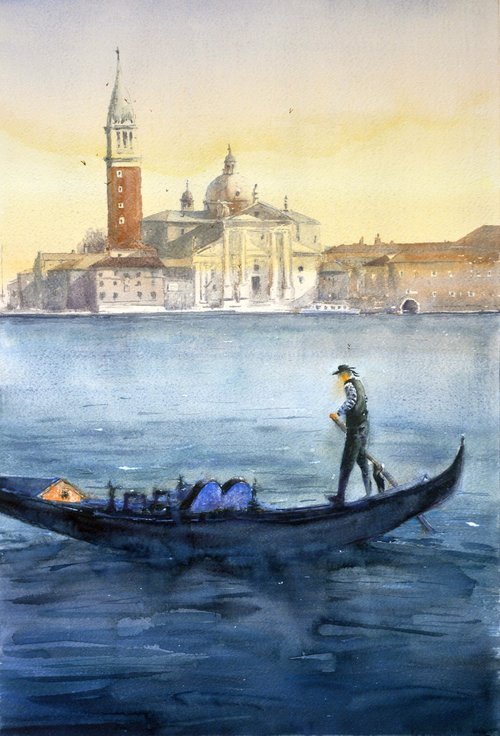 San Giorgio Maggiore  Venice Italy 53x35cm 2021 by Nenad Kojić watercolorist