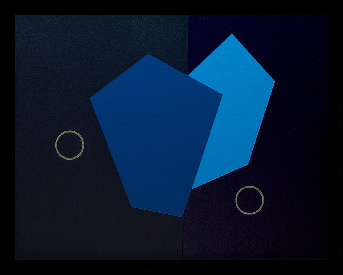 Geometric Abstract Acrylic Painting By Rich Moyers, 15 X 12", Drifting, Original Artwork