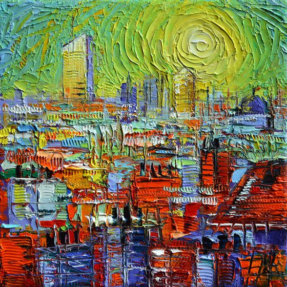 LYON SUNRISE GLOW Modern Impressionist Stylized Cityscape