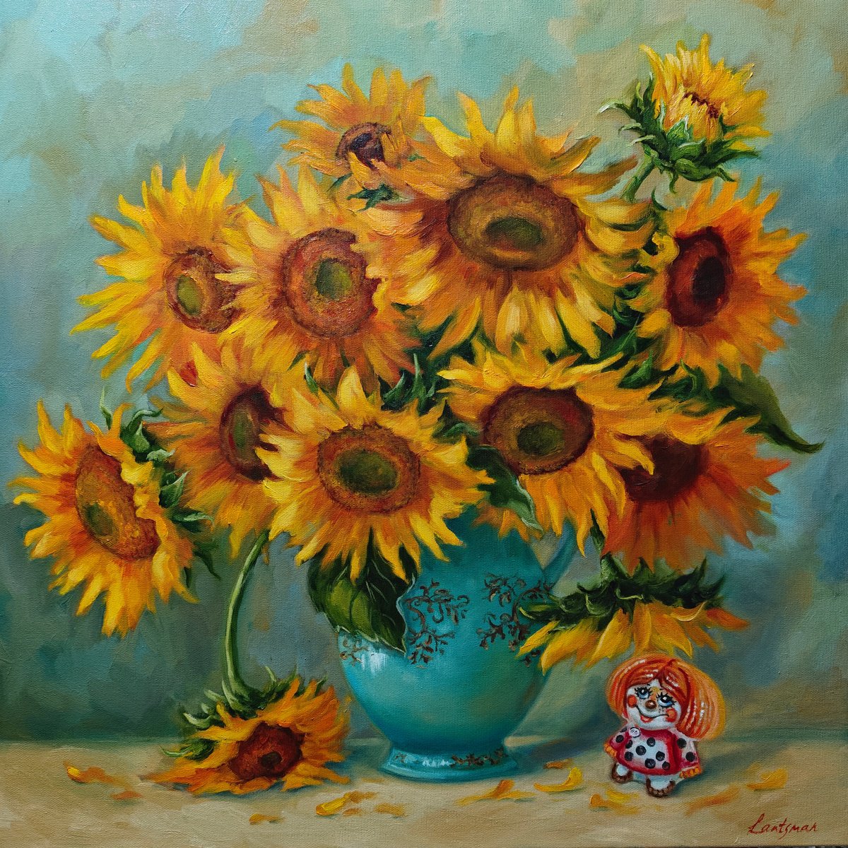 Sunflowers bouquet in a vase by Jane Lantsman