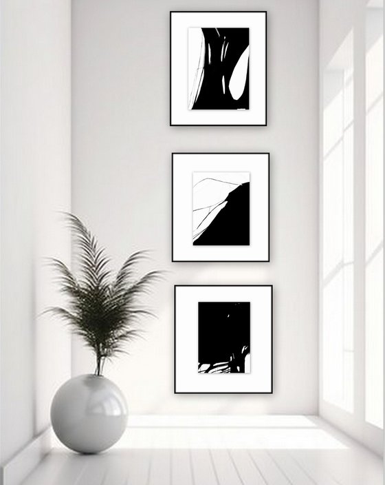 Set of 3 abstract artworks.