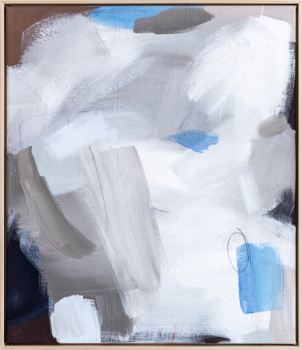 Organic Abstract Acrylic Painting By Mareike Bohmer, 22 X 26", Silent Drift 1, Original Artwork