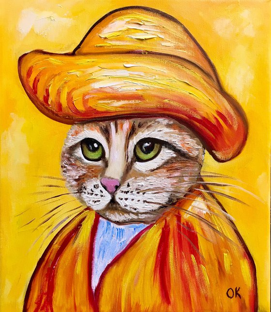 Cat, Vincent Van Gogh inspired by his self-portrait.