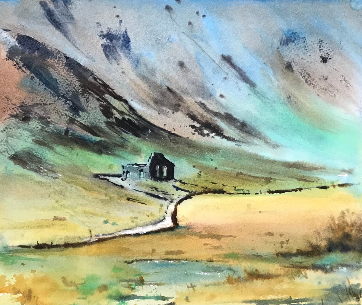 Impressionistic Landscape Painting By Vicki Washbourne, 13 X 11", Cwmorthin Quarry, Original Artwork