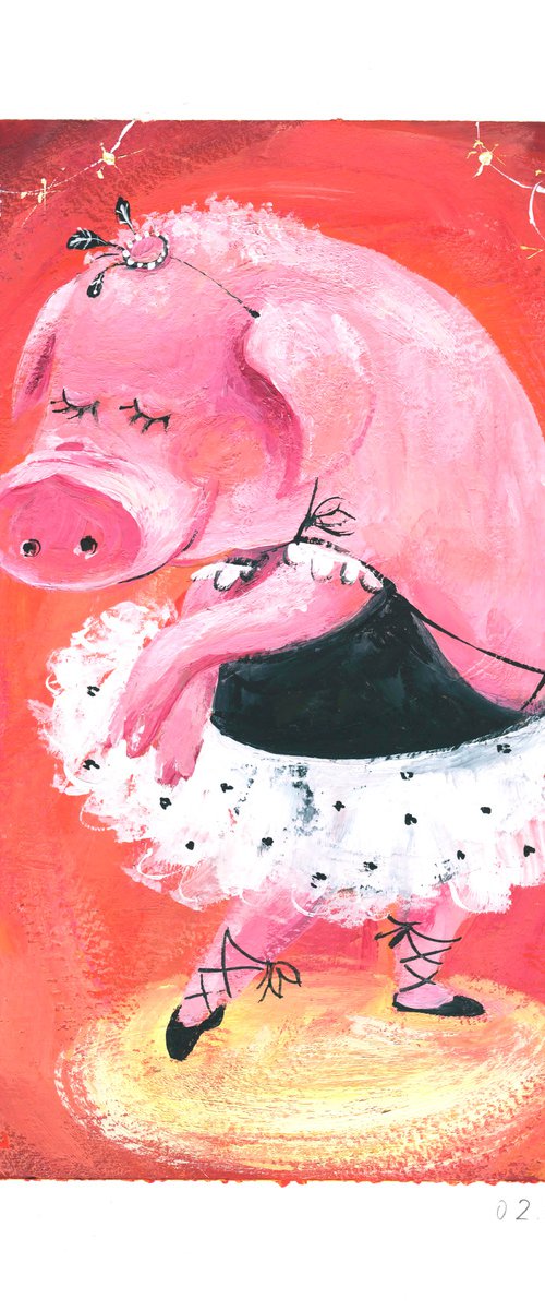 Illustration for a children's room. Character pig ballerina. by Maiia Vysotska