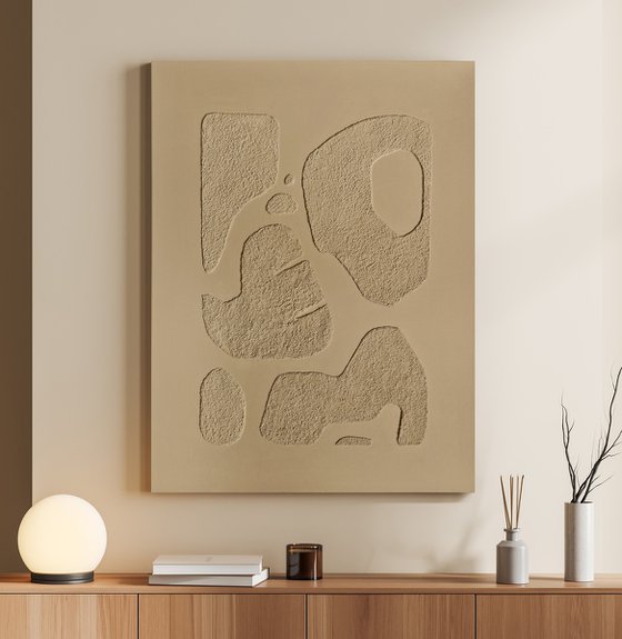 "Beige bay 6" Abstract acrylic textured art