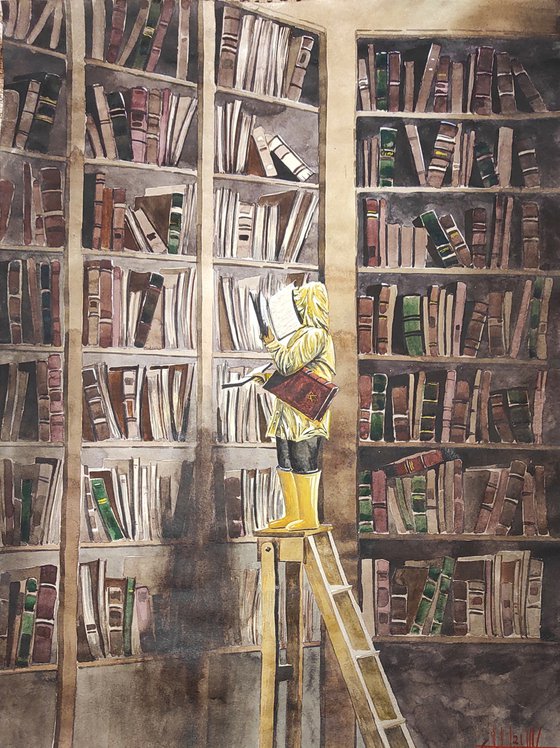 "Library of secret knowledge" 2021. Watercolor on paper 60x42