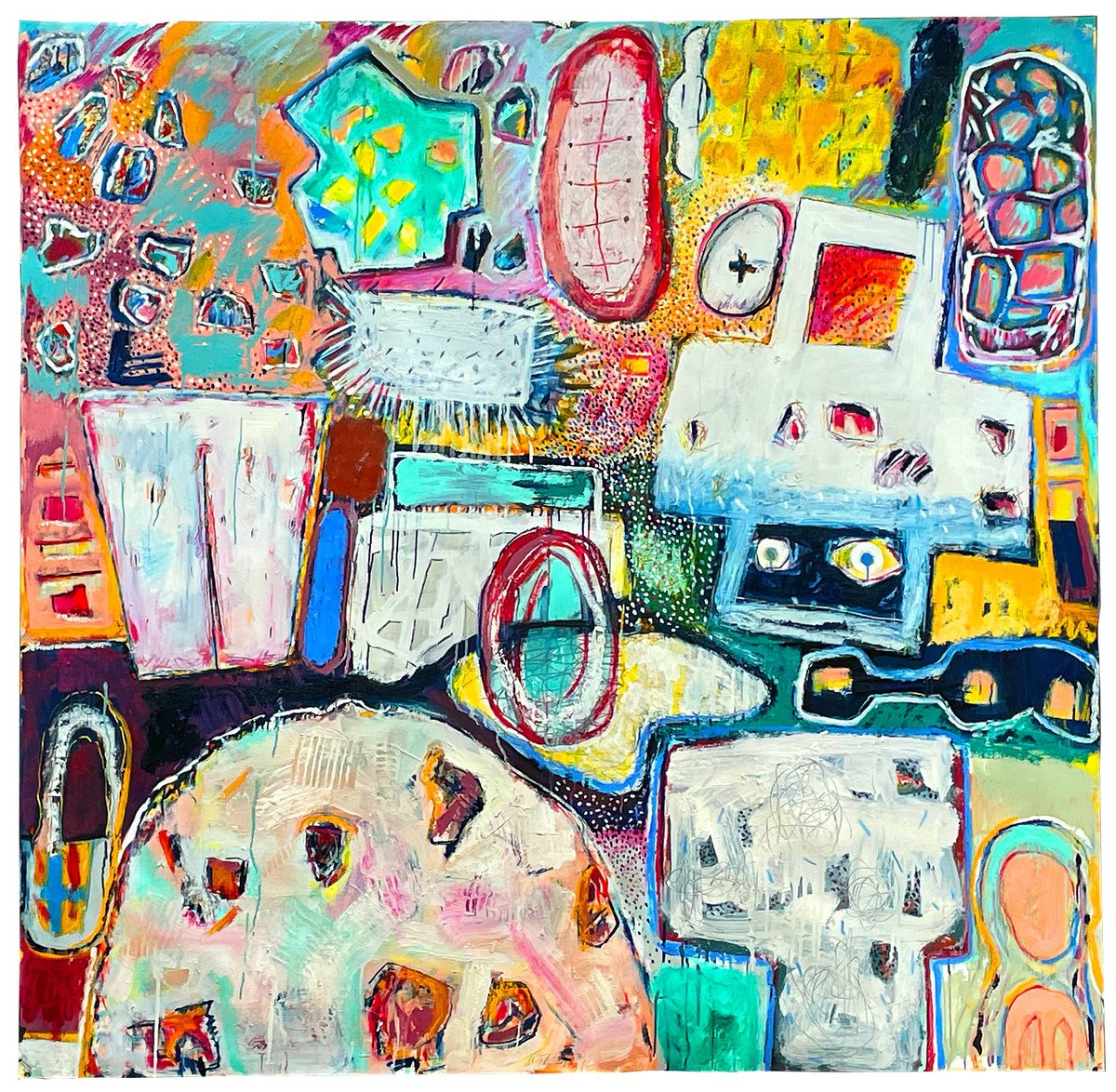 Abstract Painting By Michael Thummrich, 59 X 59", No Title, Original Artwork