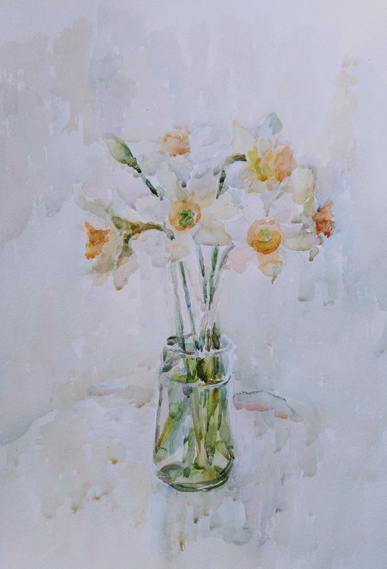 Daffodils. Original watercolour painting.