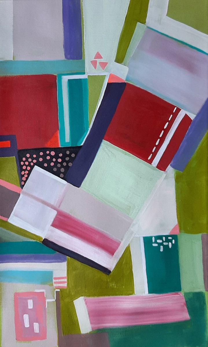 Abstract Landscape Acrylic Painting By Alexandra Djokic, 17 X 28, Abstract Landscape, Original Artwork