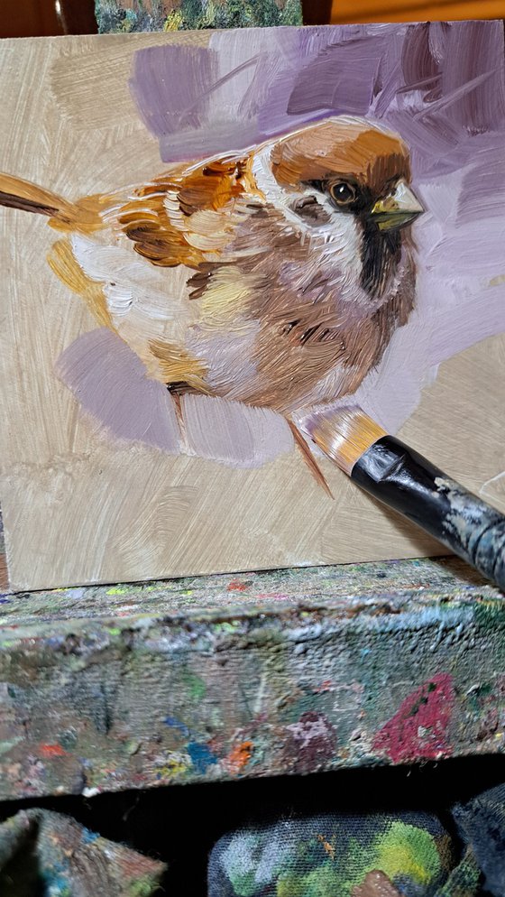 Sparrow bird painting