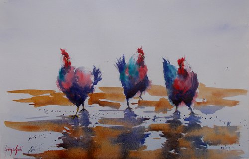 roosters and hens 4 by Giorgio Gosti