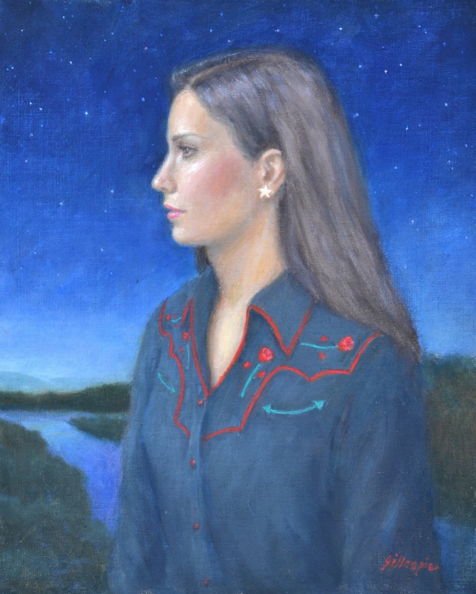 Portrait Oil Painting By Michael Gillespie, 16 X 20", The Stars Are Bright, Original Artwork