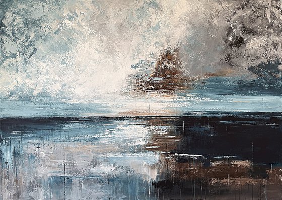 Tides of Illumination-blue indigo seascape