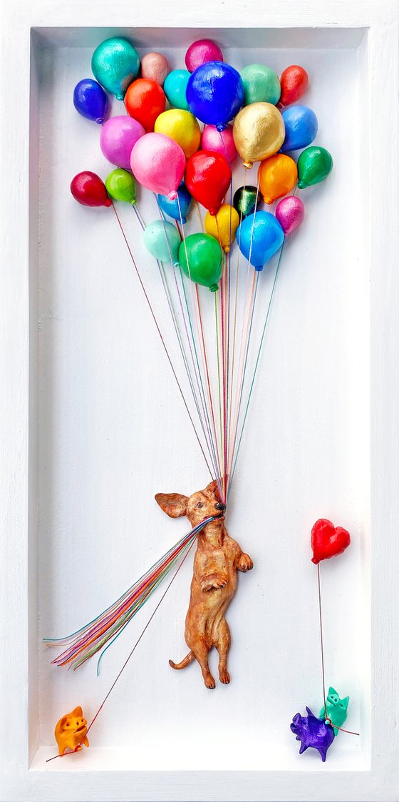 Weeeee Flying~ #A Dachshund with balloons