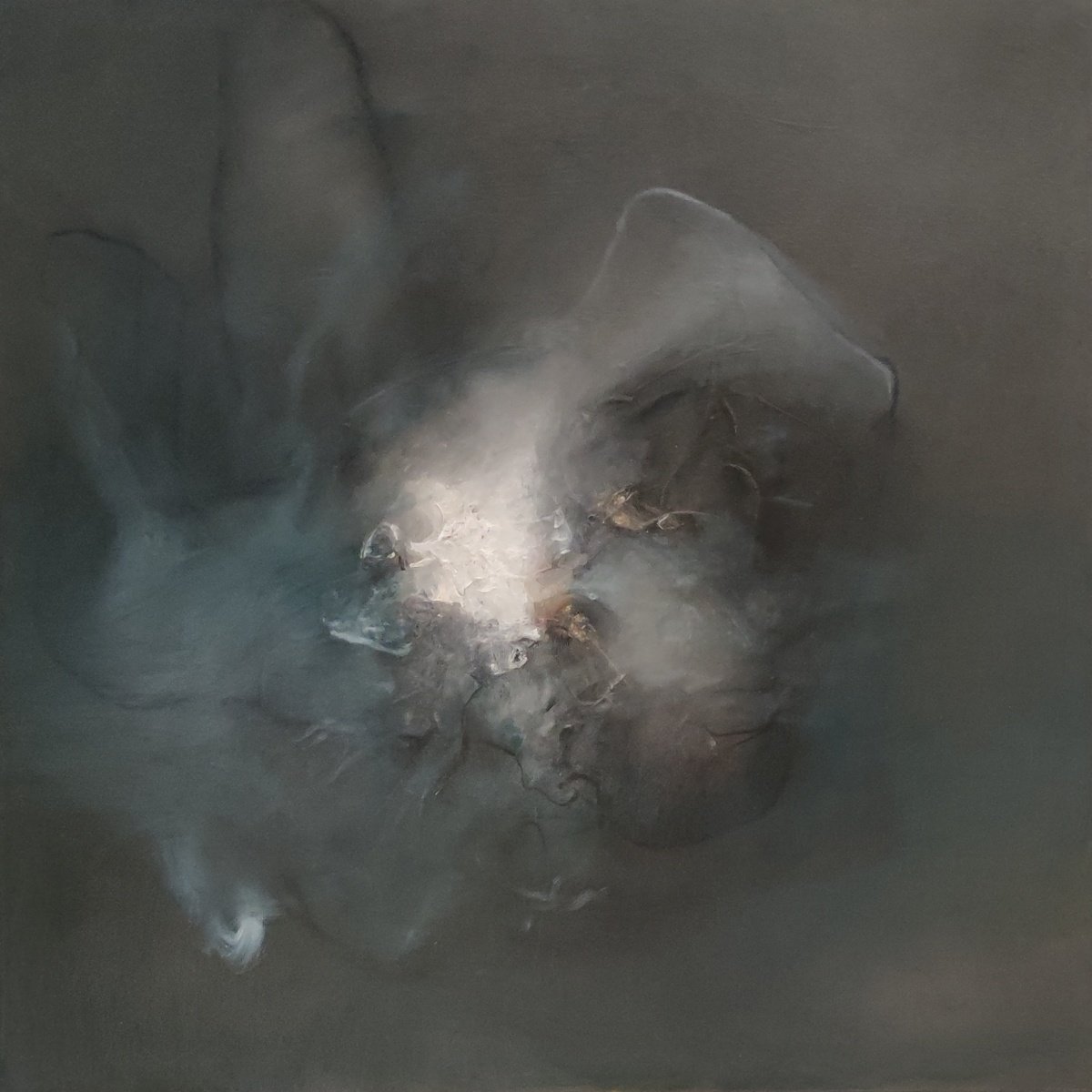 Abstract Portrait Oil Painting By Mladen Ilic, 28 X 28", Gato, Original Artwork