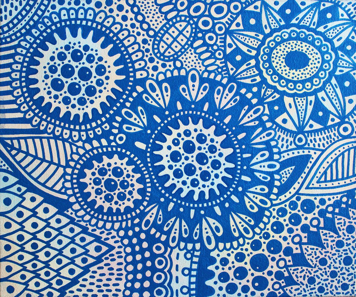 Surreal Pattern n.6 - Blue Flowers by Veronika Demenko