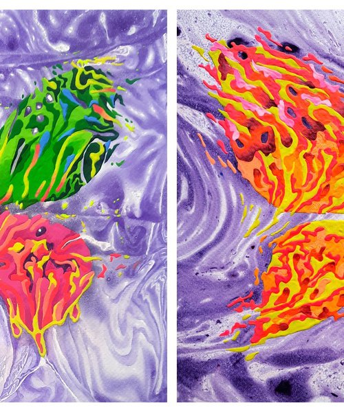 Set of 2 «Violet Dawn» by Mariia Raskin