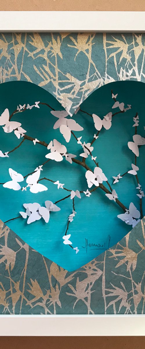 Cherry Blossom Heart (Blue) by Hernan Reinoso